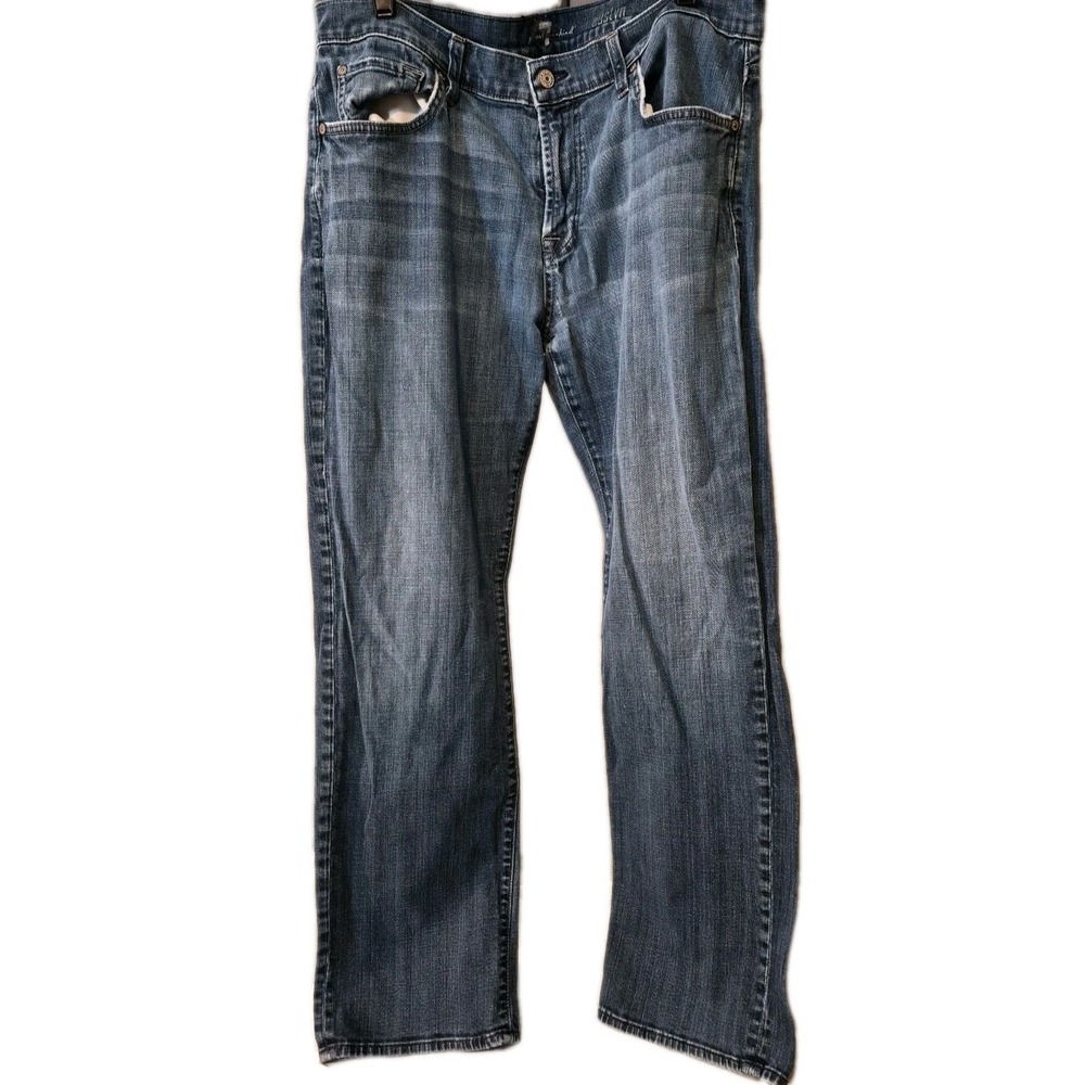 7 For All Mankind Relaxed Straight Jeans Mens 36 Medium Wash USA Made Austyn‎
